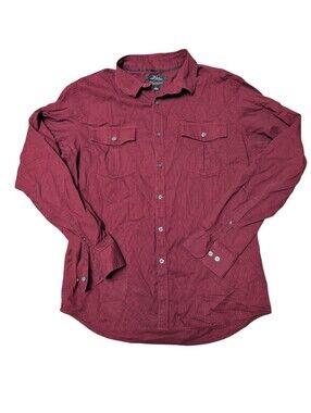 MARC ANTHONY Red And Black Wrinkle Resistant Stretch Button Down Shirt